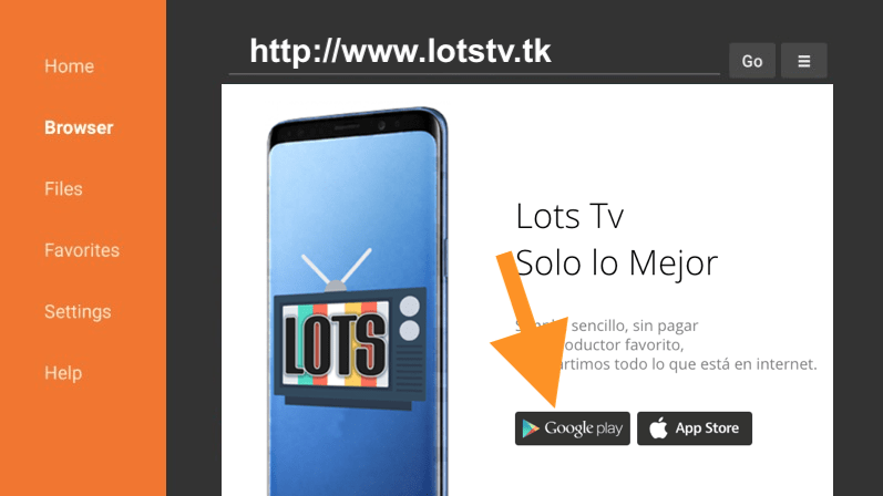 instalar lots tv 2 app android en firestick tv
